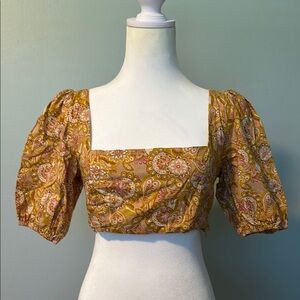 Floral Puff Sleeve Crop Top